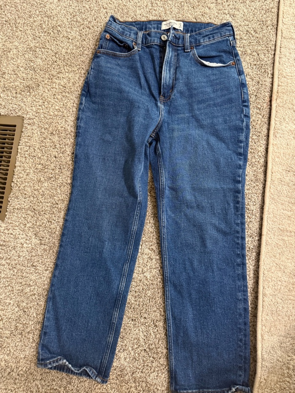 Abercrombie & Fitch Women's Straight-Leg Dark Blue Jeans